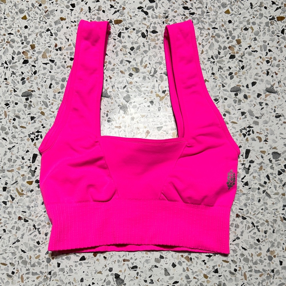 Free People Movement Good Karma Square Neck Sports Bra XS Pink seamless